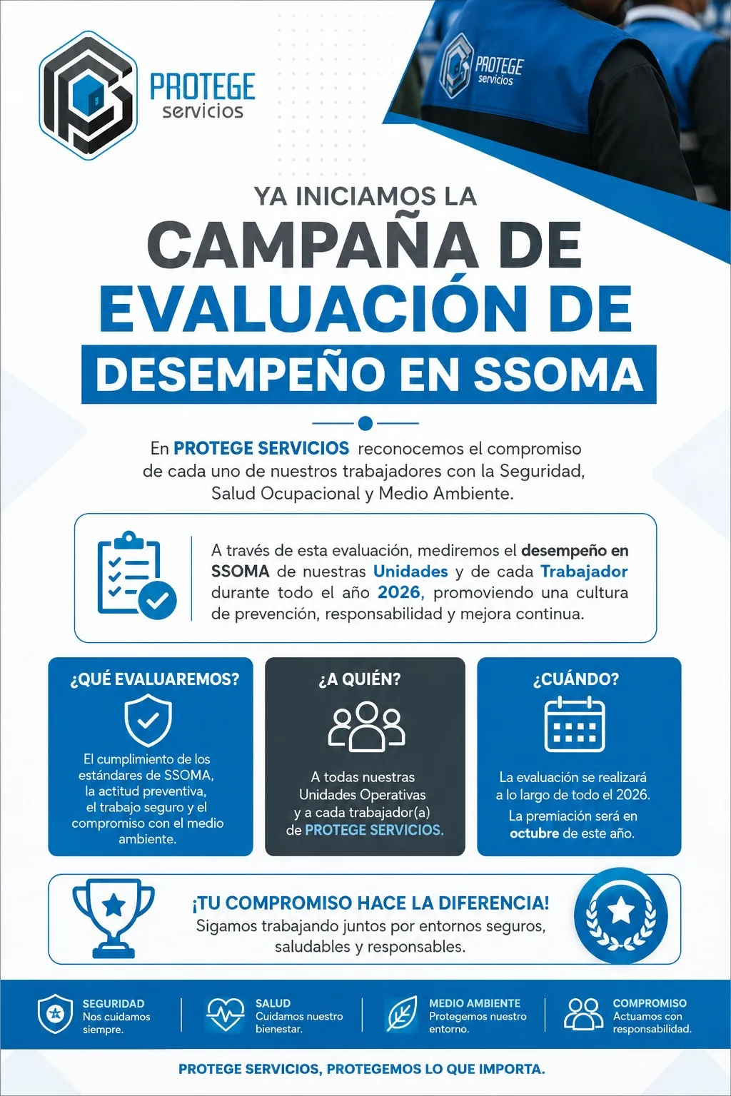 Afiche: Campaña de evaluación de desempeño en SSOMA